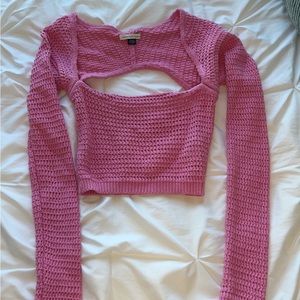 american eagle open back tight sweater